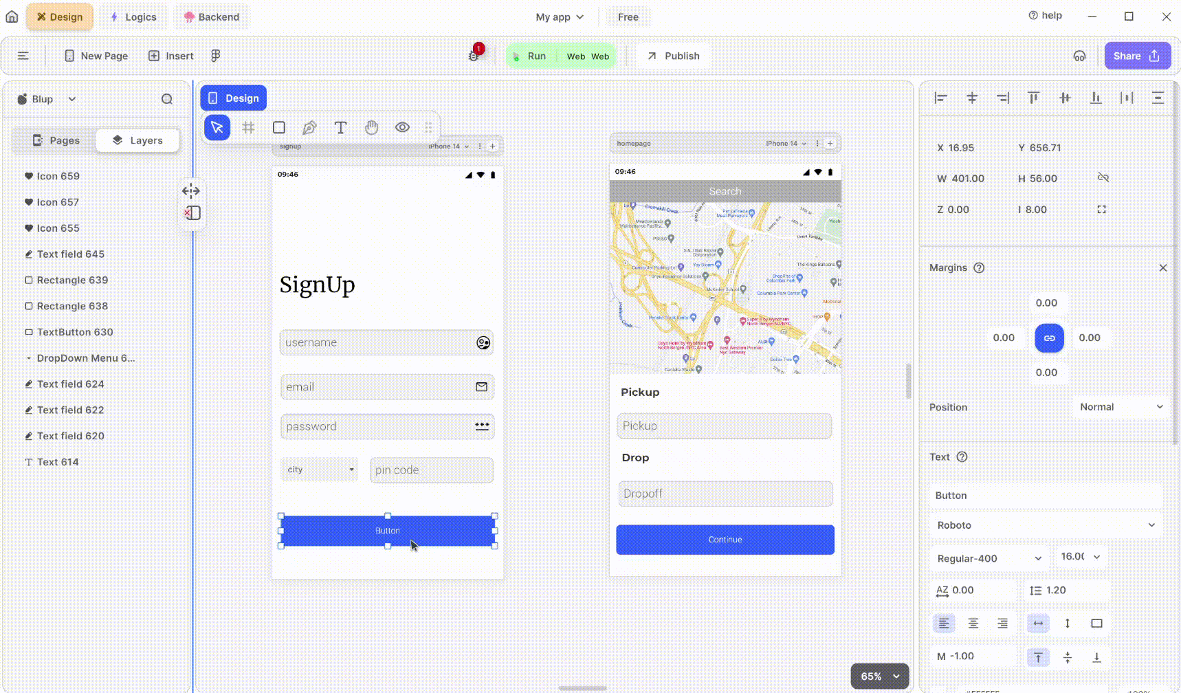 Naviagtion to the page